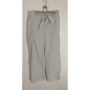 Moon River Anthropologie Striped Tie Waist Wide Leg Capris Med Minimalist Beach